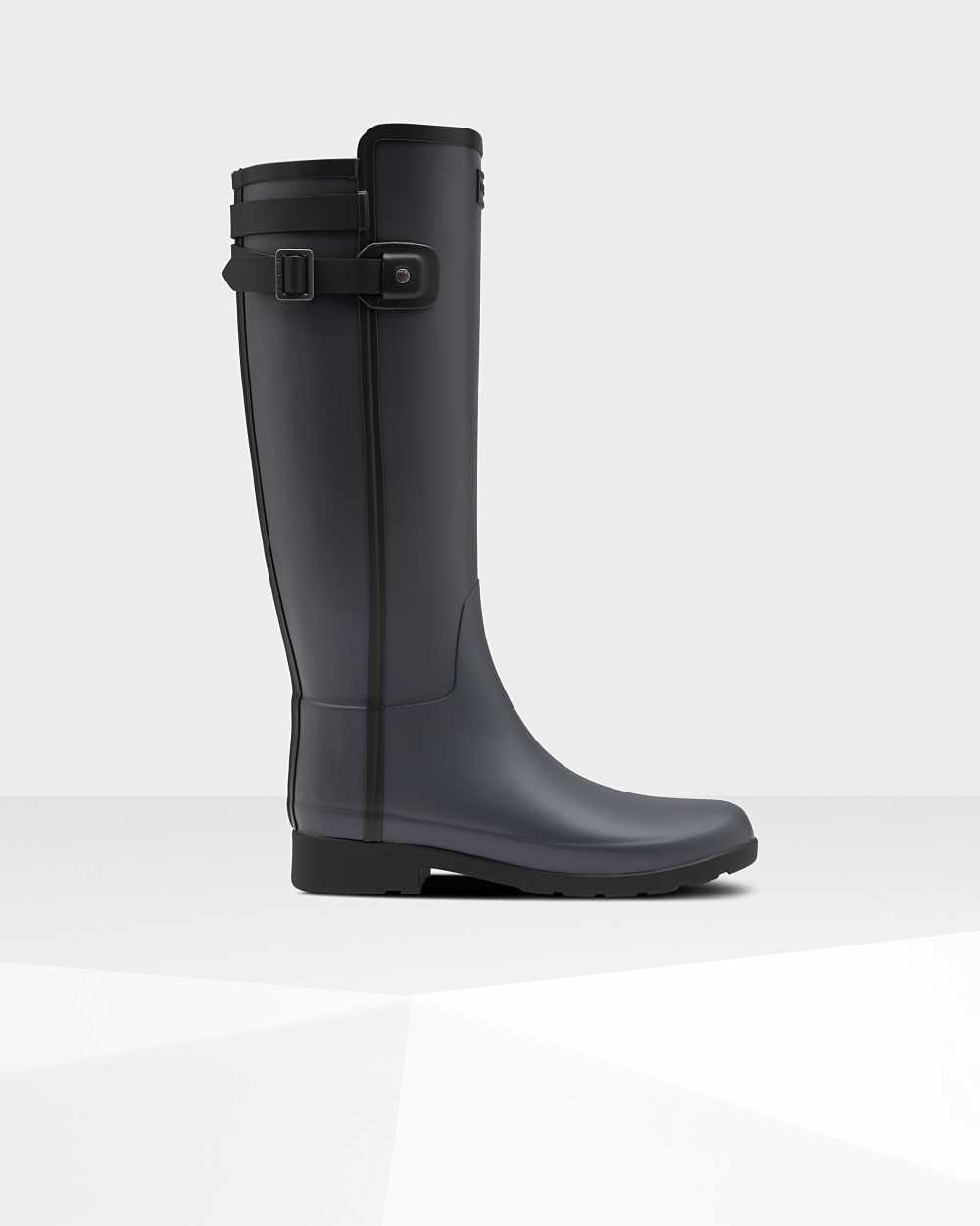 Womens Hunter Refined Slim Fit Contrast Tall Rain Boots Dark/Black | LIQTDF-520